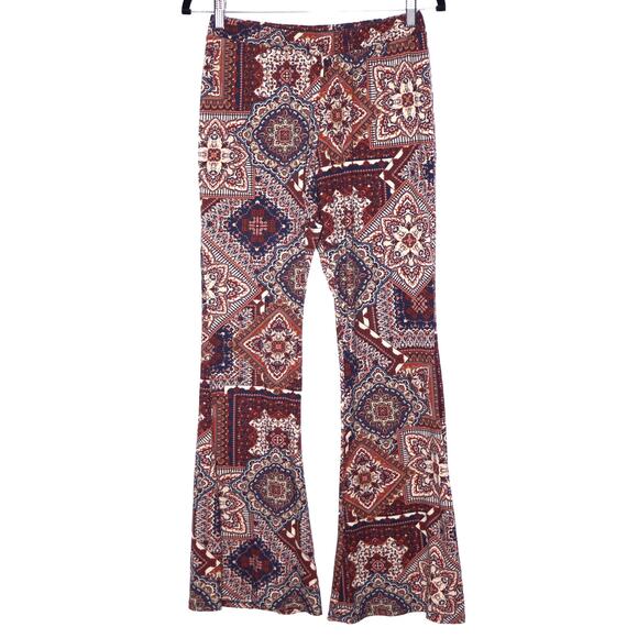 DAYTRIP Knit Flare Pant Medallion Multicolor Print Stretch Casual Women's M - Picture 1 of 14
